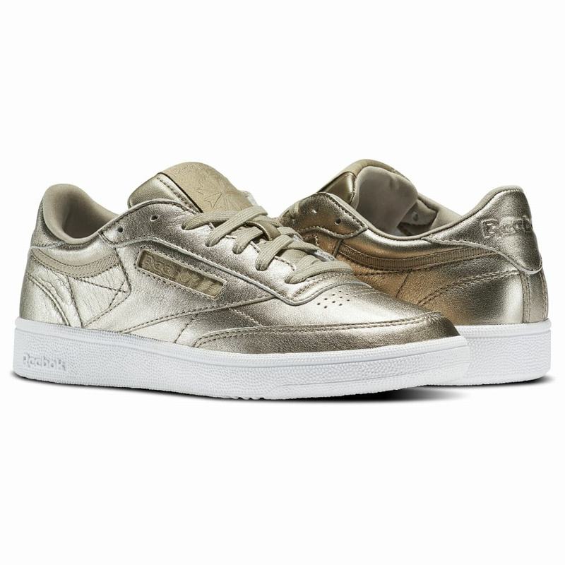 Reebok Club C 85 Melted Metals Tenisky Damske - Zlate/Siva Zlate/Biele GZ6055MJ